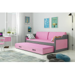 Detská posteľ s prístelkou DÁVID 190 x 80 cm grafitová ružová